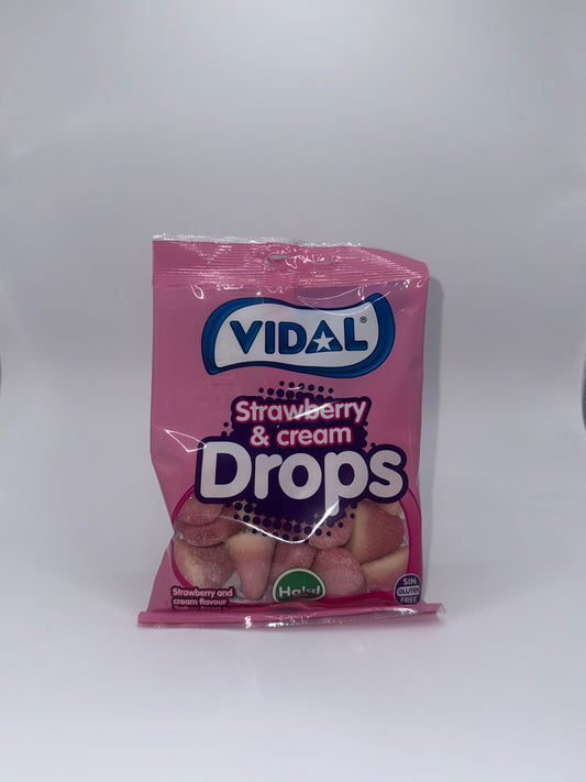 Vidal HALAL Strawberry & Cream Drops 90g aus Spanien