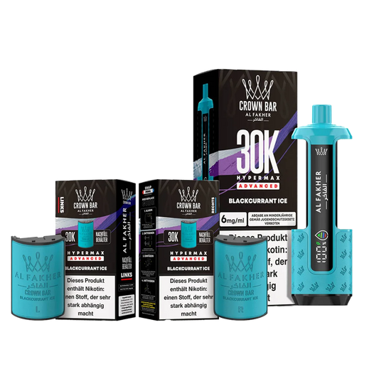 AL FAKHER - CROWN BAR - HYPERMAX - ADVANCED - 30K - BLACKCURRANT ICE 6mg/ml Nikotin